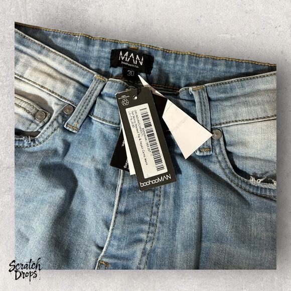NWT Boohoo Man Light Wash Jeans 30x38 - Picture 3 of 3
